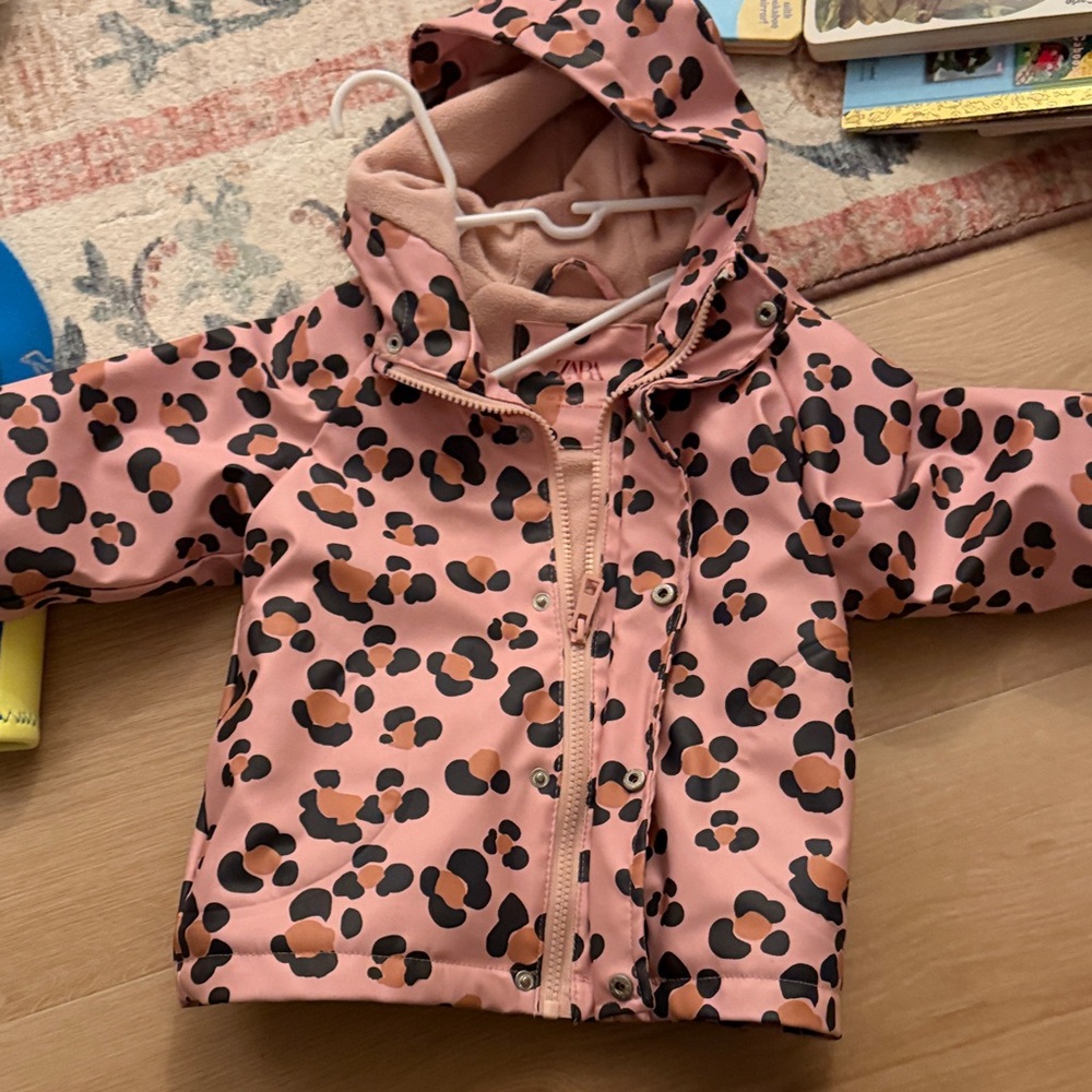 Zara Pink Leopard Print Kids Raincoat